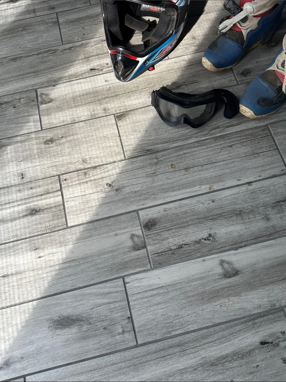 Youth Red and Blue Motocross Boots with Reinforced Support